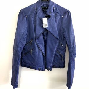 Royal Blue Leather Jacket NWT